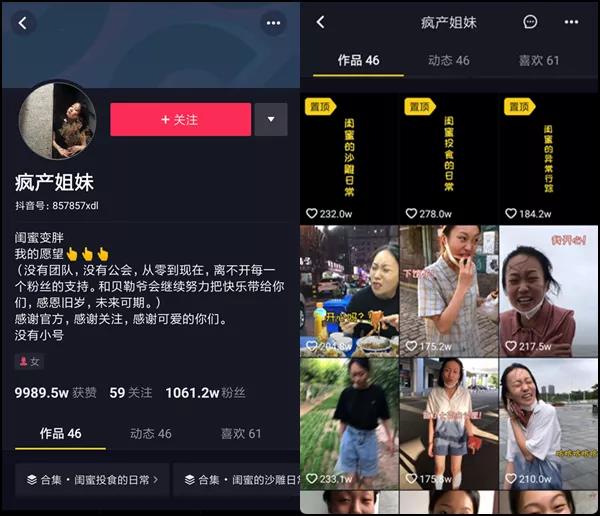 “假vlog”、闺蜜相爱相杀，抖音“疯产姐妹”单月涨粉650万，真实才吃香？