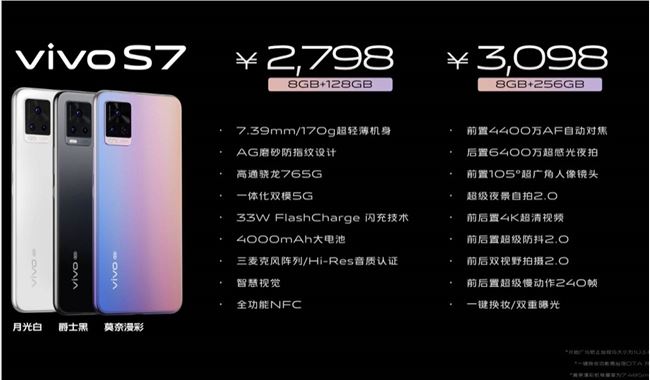 vivo S7正式发布：4400万像素前置双摄售价2798元起