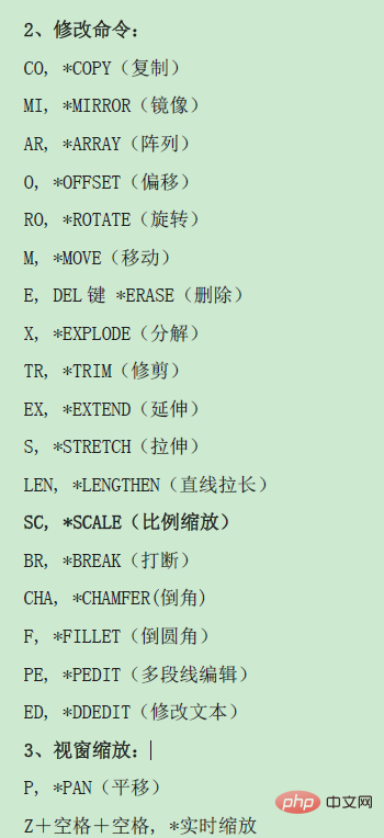 cad快捷命令表是什么