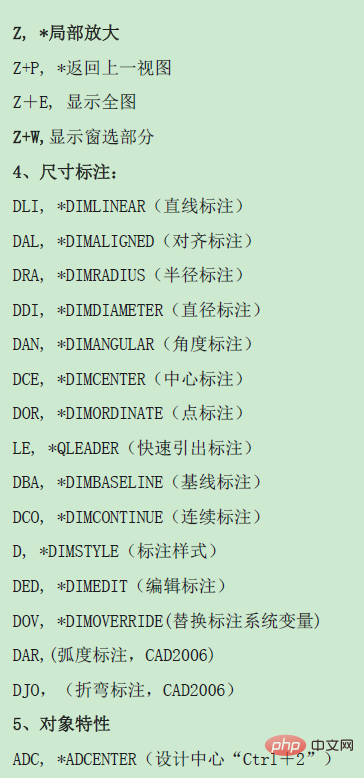 cad快捷命令表是什么