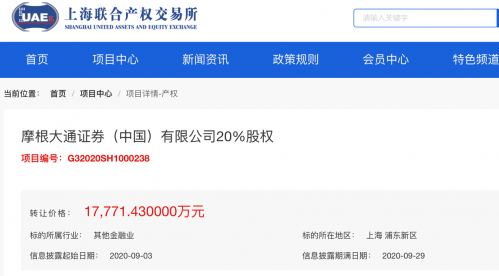 上海外高桥1.78亿转让摩根大通证券20%股份 4家股东放弃优先购买权