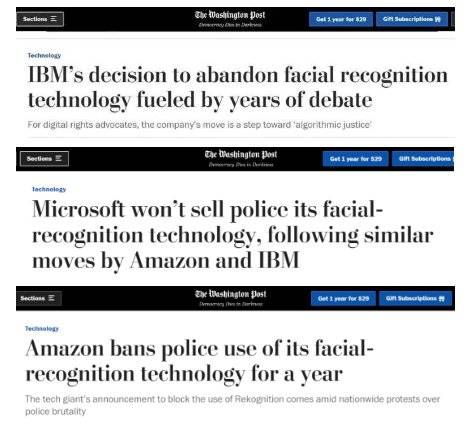 微软、亚马逊、IBM主动禁售人脸识别，为什么？
