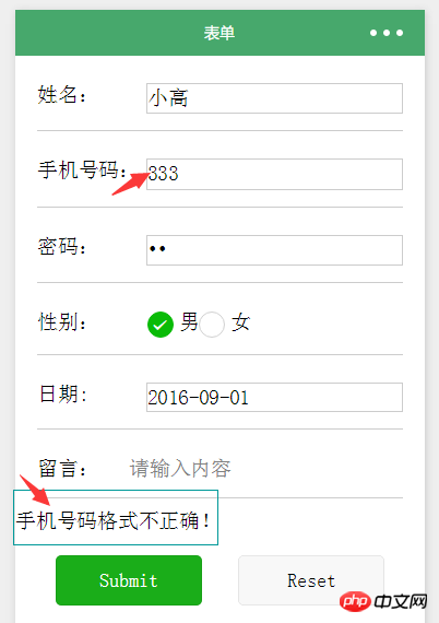 微信小程序)表单验证开发二