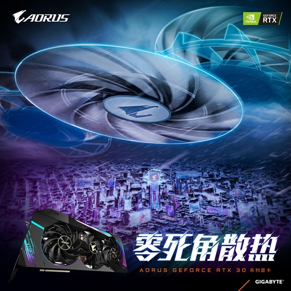 AORUS GeForce RTX 30显卡预告：零死角散热、LCD屏幕吸睛