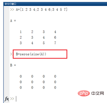 matlab中zeros函数用法