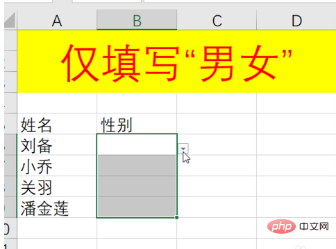 怎么设置excel男女性别选择