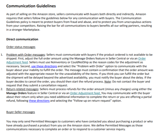 亚马逊公告：更新了面向所有卖家的沟通指南政策