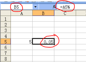 excel中=a5%代表什么意思