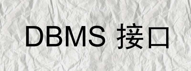 什么是DBMS接口？浅谈DBMS接口