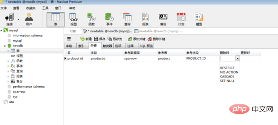 navicat如何设置外键