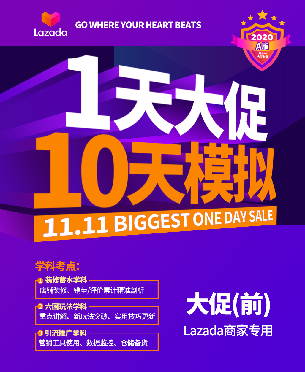 《1天大促10天模拟（A版）》掌握Lazada 11.11大促备考考点，金榜题名爆单可期！